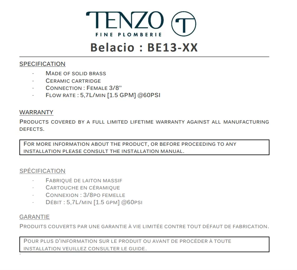 Tenzo Belacio F 8 Inch Widespread Bathroom Faucet With Drain - Plumbing Market