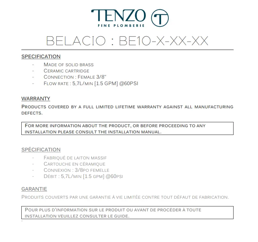 Tenzo Bellacio F Single Hole Bathroom Faucet with Drain - Plumbing Market