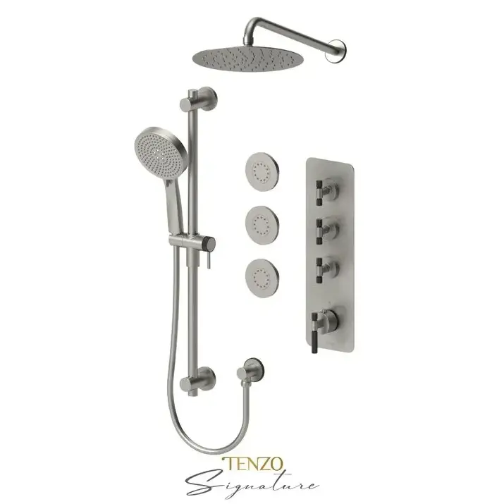 Tenzo Bellacio-F Thermostatic 3 Function Shower Faucet with Body Jets - Plumbing Market