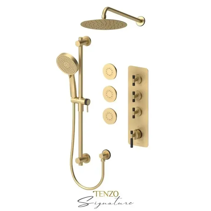 Tenzo Bellacio-F Thermostatic 3 Function Shower Faucet with Body Jets - Plumbing Market