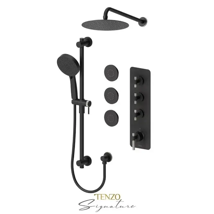 Tenzo Bellacio-F Thermostatic 3 Function Shower Faucet with Body Jets - Plumbing Market