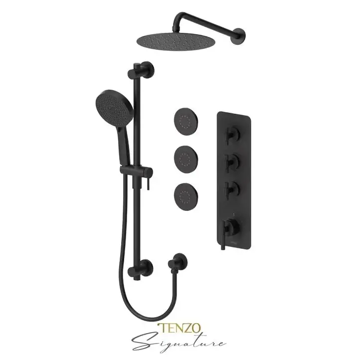 Tenzo Bellacio-F Thermostatic 3 Function Shower Faucet with Body Jets - Plumbing Market