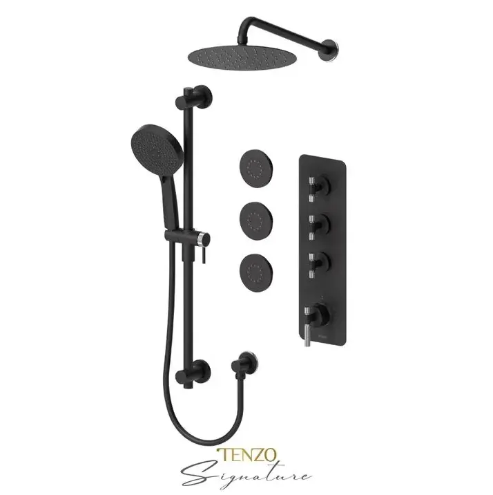 Tenzo Bellacio-F Thermostatic 3 Function Shower Faucet with Body Jets - Plumbing Market