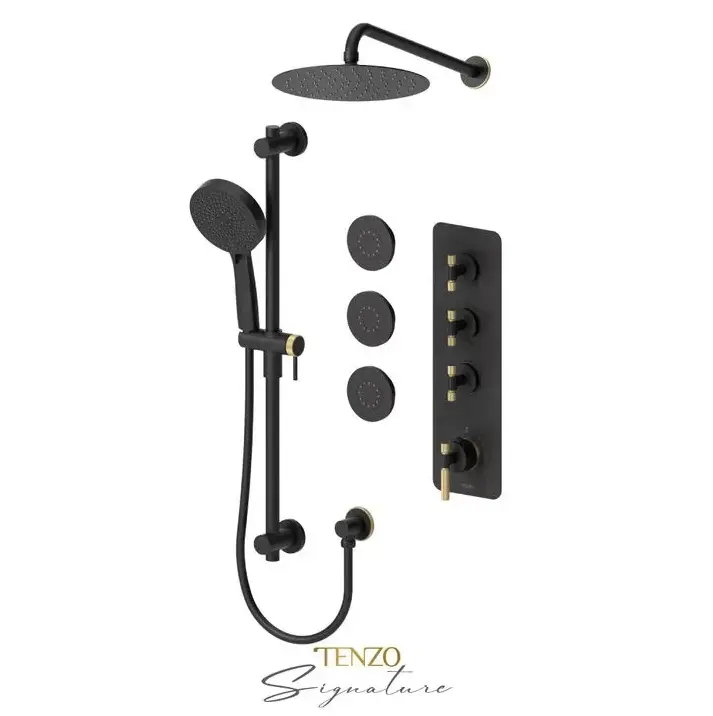 Tenzo Bellacio-F Thermostatic 3 Function Shower Faucet with Body Jets - Plumbing Market