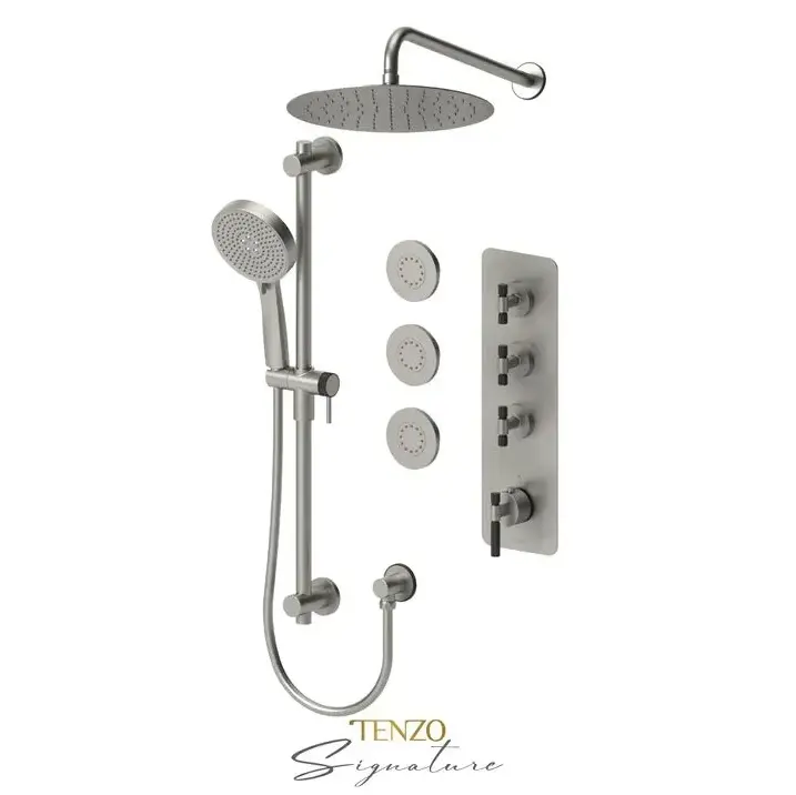 Tenzo Bellacio F Thermostatic Shower Faucet with 12" Shower Head - Plumbing Market