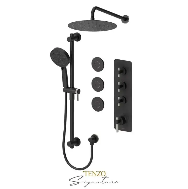 Tenzo Bellacio F Thermostatic Shower Faucet with 12" Shower Head - Plumbing Market