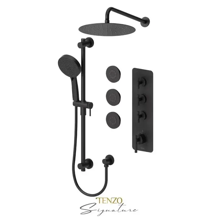 Tenzo Bellacio F Thermostatic Shower Faucet with 12" Shower Head - Plumbing Market