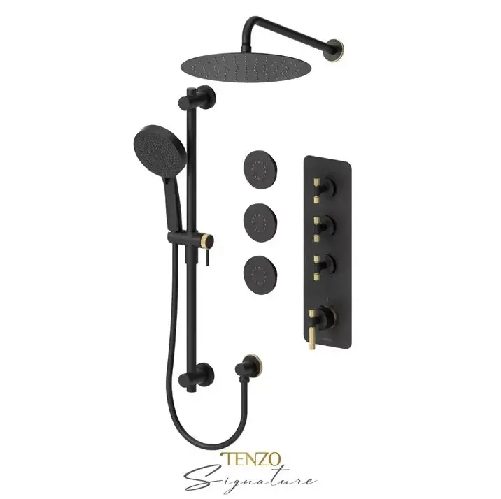 Tenzo Bellacio F Thermostatic Shower Faucet with 12" Shower Head - Plumbing Market