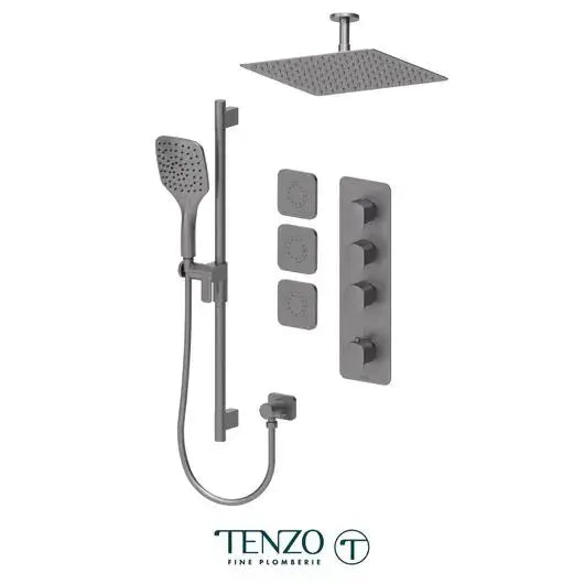 Tenzo Delano 3 Function Shower Faucet with Ceiling Mount Arm and Jets - DET43-511315
