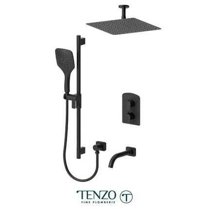 Tenzo Delano Ceiling Mount Shower kit 12" Showerhead 3 functions DET33-511325 - Plumbing Market