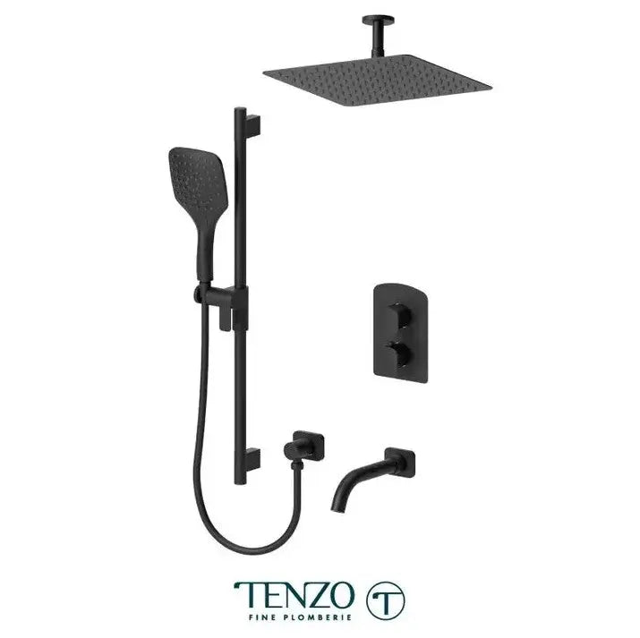Tenzo Delano Ceiling Mount Shower kit 12" Showerhead 3 functions DET33-511325 - Plumbing Market