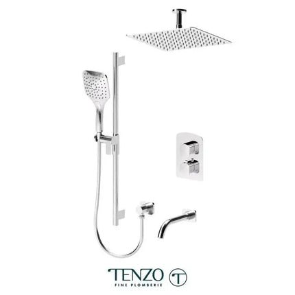 Tenzo Delano Ceiling Mount Shower kit 12" Showerhead 3 functions DET33-511325 - Plumbing Market