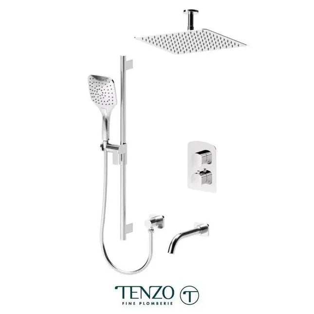 Tenzo Delano Ceiling Mount Shower kit 12" Showerhead 3 functions DET33-511325 - Plumbing Market