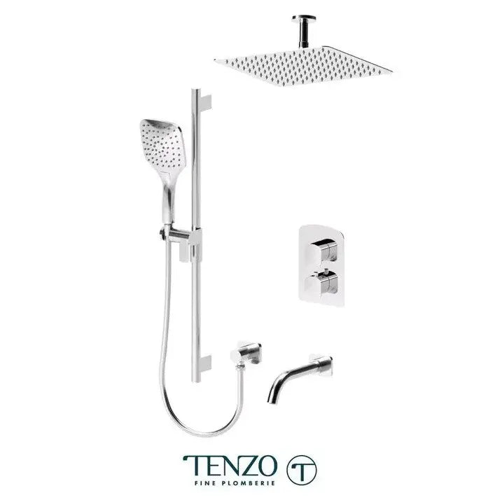 Tenzo Delano Ceiling Mount Shower kit 12" Showerhead 3 functions DET33-511325 - Plumbing Market