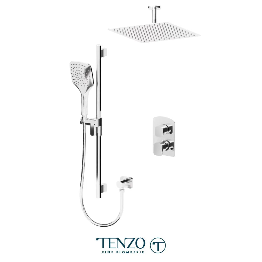 Tenzo Delano Shower Faucet Kit With 12 Inch Airboost Ceiling Shower Head - Plumbing Market