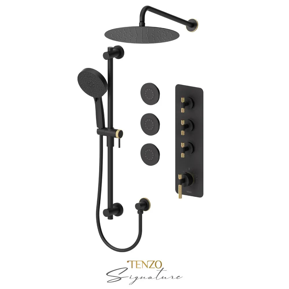 Tenzo Extenza 3-Function Thermostatic Shower Kit with 12" Rain Shower Head – BET43-571112-C