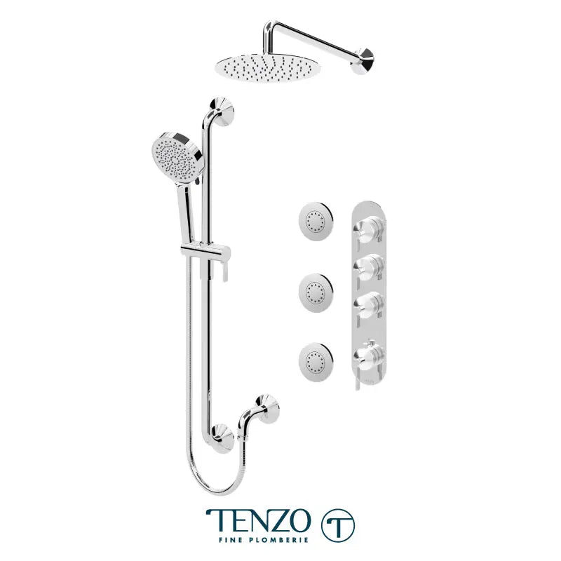 Tenzo Paloma Extenza 3 Function Shower faucet with 10 Inch Wall mounted Head and Body jets - PALT43-571168