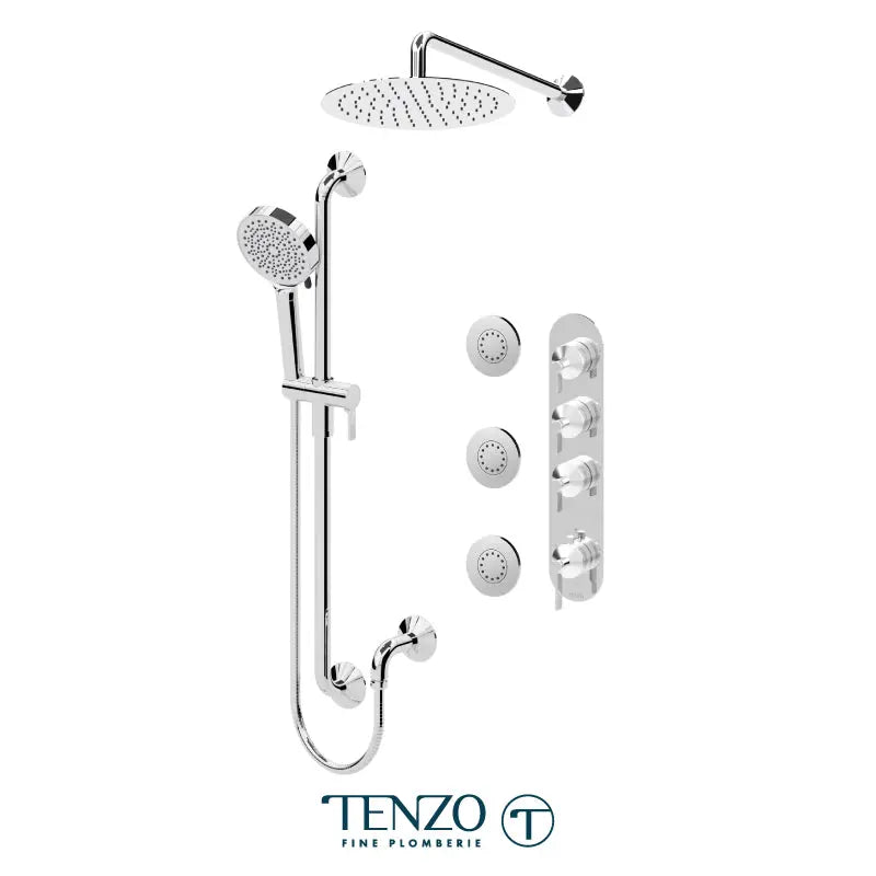 Tenzo Paloma Extenza 3 Function Shower faucet with Body Jets and 12 Inch Shower Head - PALT43-571112