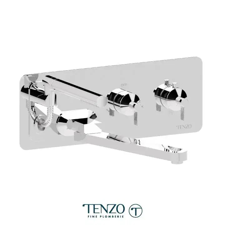 Tenzo Paloma Wall mount tub filler with retractable hose & 12'' swivel spout - Plumbing Market