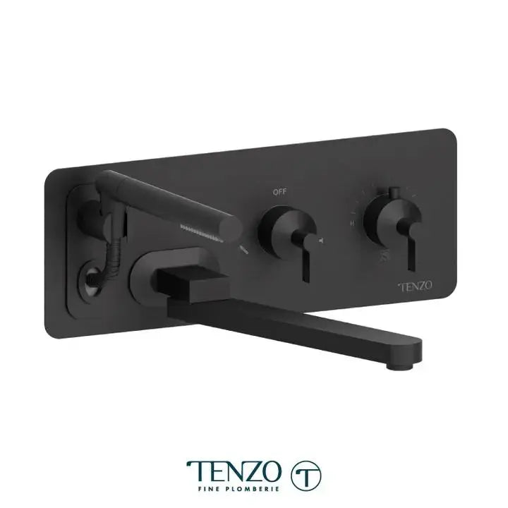 Tenzo Paloma Wall mount tub filler with retractable hose & 12'' swivel spout - Plumbing Market
