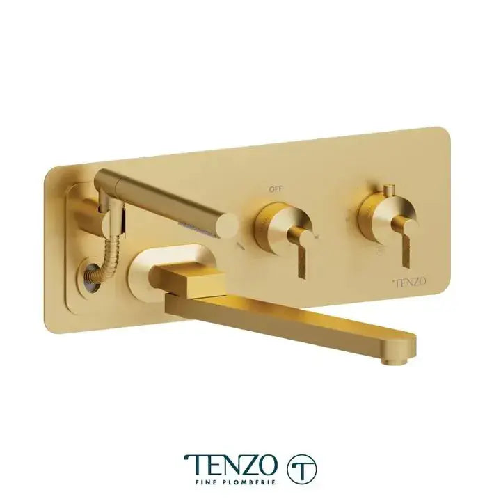 Tenzo Paloma Wall mount tub filler with retractable hose & 12'' swivel spout - Plumbing Market