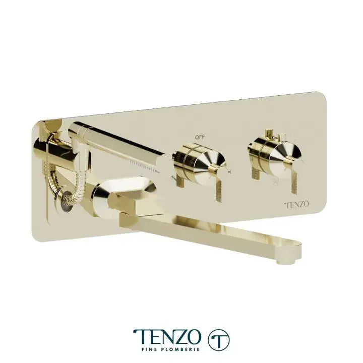 Tenzo Paloma Wall mount tub filler with retractable hose & 12'' swivel spout - Plumbing Market