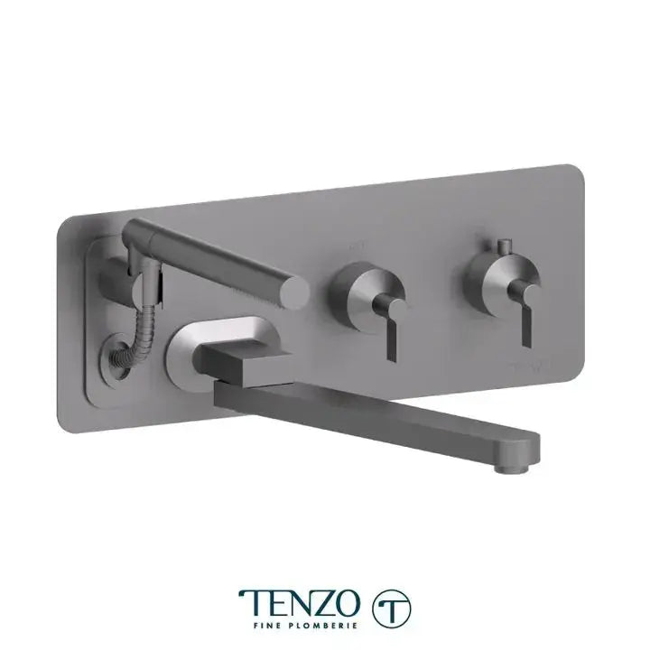 Tenzo Paloma Wall mount tub filler with retractable hose & 12'' swivel spout - Plumbing Market