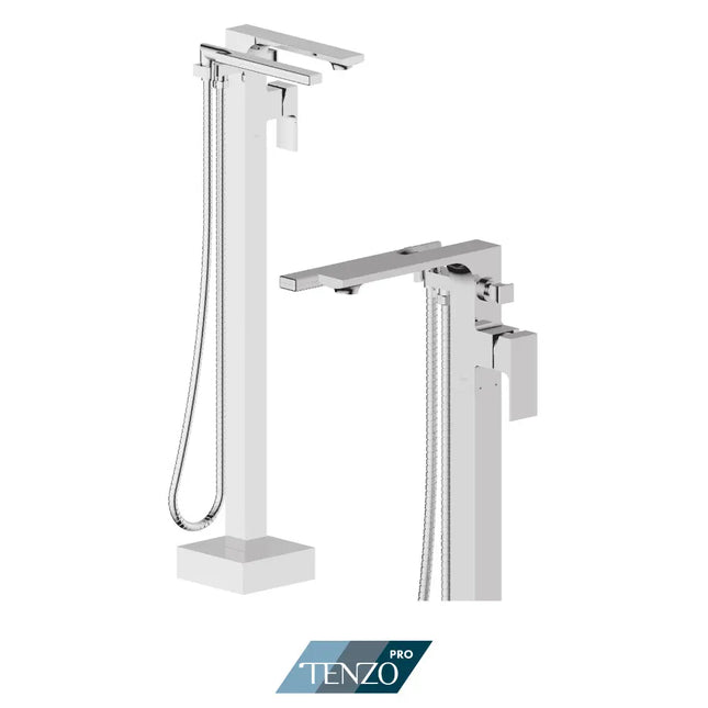 Tenzo Pro Kalissa Floor Mount 3 pcs Tub Filler Chrome - Plumbing Market