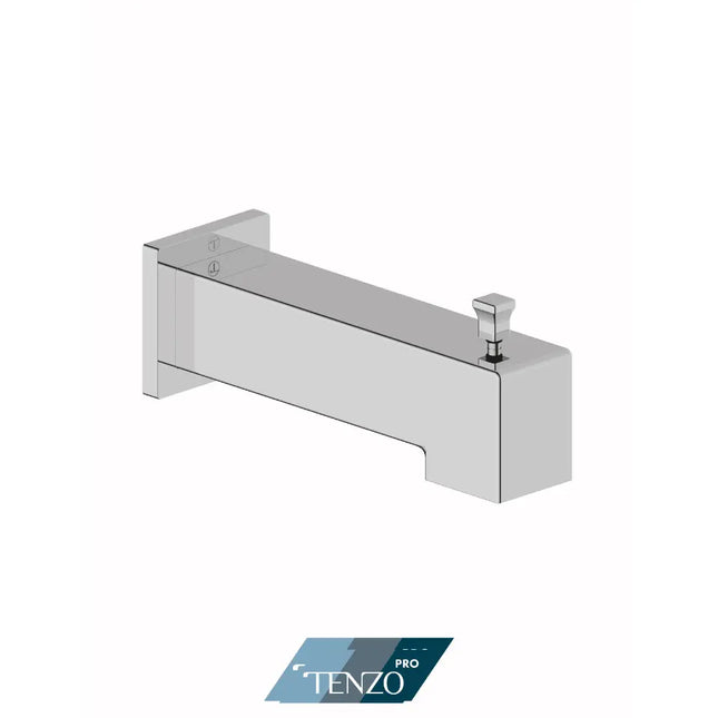 Tenzo Pro Wall mount squared spout with deviator 15cm [6"] brass chrome - Plumbing Market