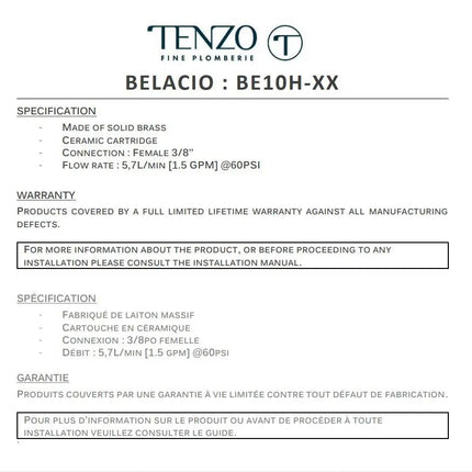 Tenzo Signature Bellacio C Tall Single Hole Vessel Bathroom Faucet BE10H - Plumbing Market