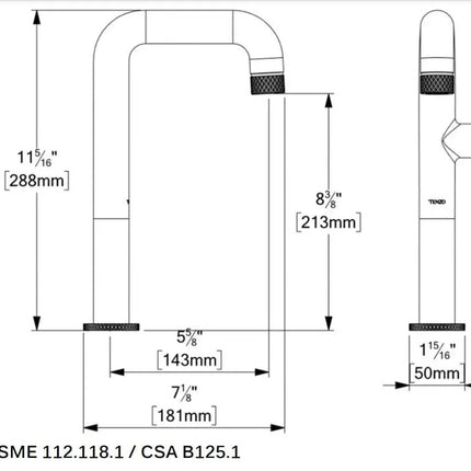Tenzo Signature Bellacio C Tall Single Hole Vessel Bathroom Faucet BE10H - Plumbing Market