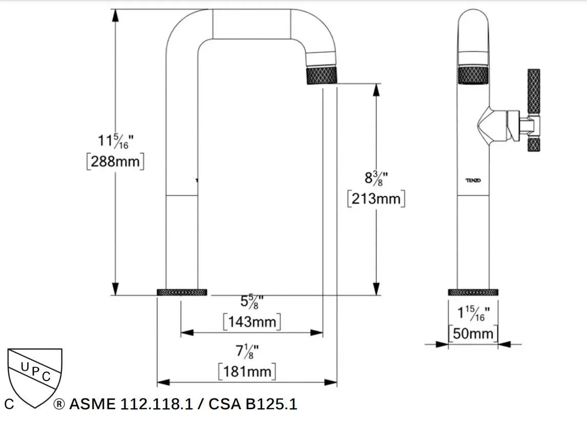 Tenzo Signature Bellacio C Tall Single Hole Vessel Bathroom Faucet BE10H - Plumbing Market