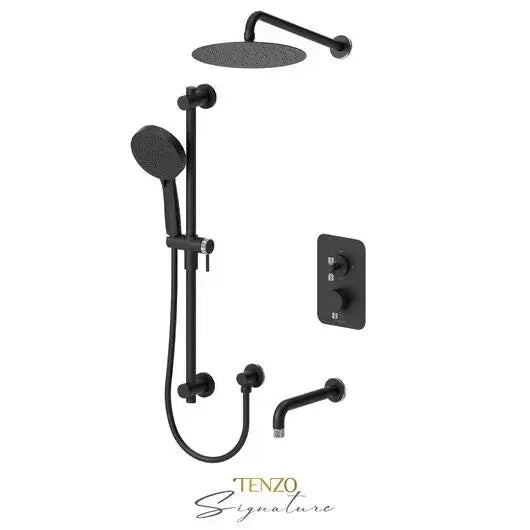 Tenzo Signature Bellacio Shower Kit Pressure Balanced with Coarse Knurling and 10 Inch Shower Head - BEPB33-501115-C