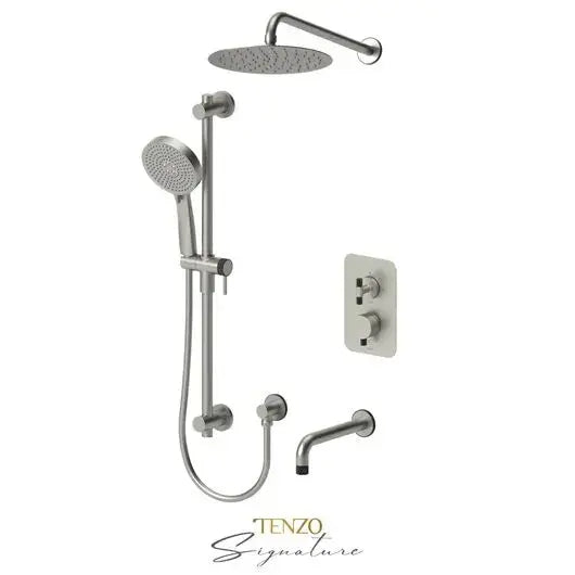 Tenzo Signature Bellacio Shower Kit Pressure Balanced with Coarse Knurling and 10 Inch Shower Head - BEPB33-501115-C