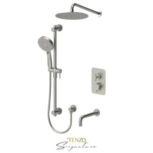 Tenzo Signature Bellacio Shower Kit Pressure Balanced with Coarse Knurling and 10 Inch Shower Head - BEPB33-501115-C