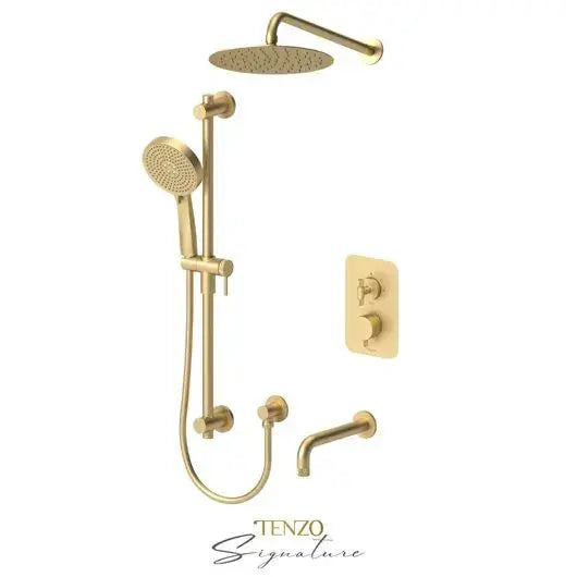 Tenzo Signature Bellacio Shower Kit Pressure Balanced with Coarse Knurling and 10 Inch Shower Head - BEPB33-501115-C