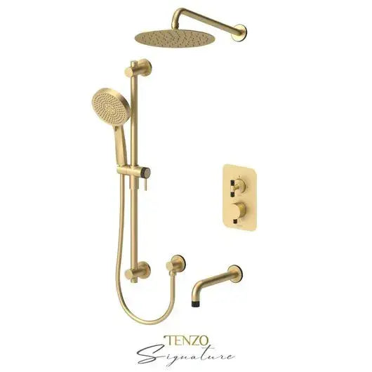 Tenzo Signature Bellacio Shower Kit Pressure Balanced with Coarse Knurling and 10 Inch Shower Head - BEPB33-501115-C