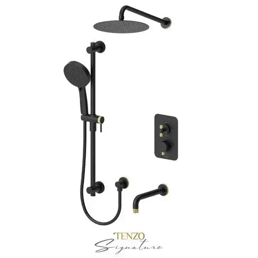 Tenzo Signature Bellacio Shower Kit Pressure Balanced with Coarse Knurling and 10 Inch Shower Head - BEPB33-501115-C