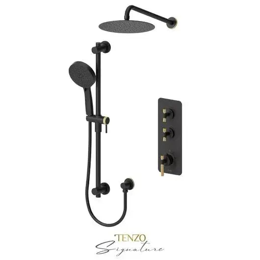 Tenzo Signature Bellacio Shower Kit Thermostatic with Coarse Knurling and 10 Inch Shower Head - BET42-20111-C