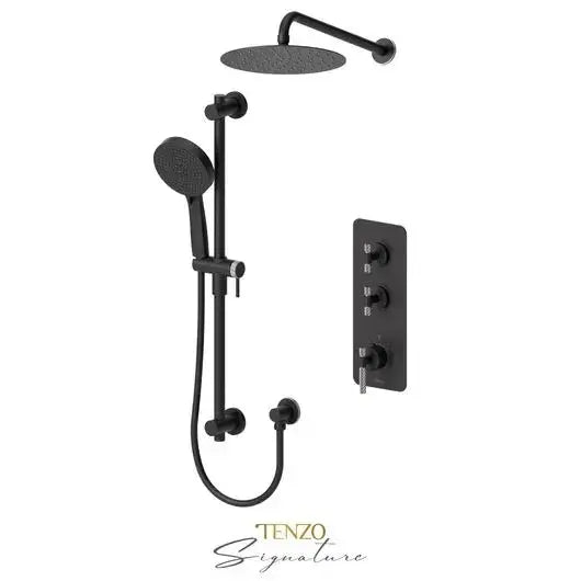 Tenzo Signature Bellacio Shower Kit Thermostatic with Coarse Knurling and 10 Inch Shower Head - BET42-20111-C