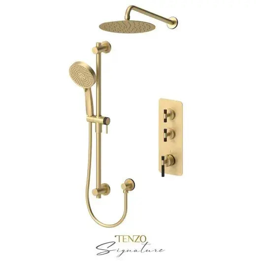 Tenzo Signature Bellacio Shower Kit Thermostatic with Coarse Knurling and 10 Inch Shower Head - BET42-20111-C