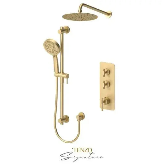 Tenzo Signature Bellacio Shower Kit Thermostatic with Coarse Knurling and 10 Inch Shower Head - BET42-20111-C