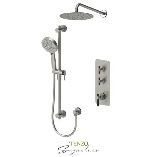 Tenzo Signature Bellacio Shower Kit Thermostatic with Coarse Knurling and 10 Inch Shower Head - BET42-20111-C