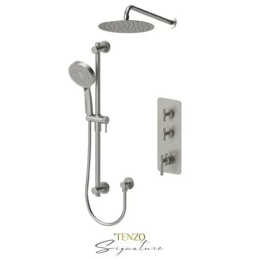Tenzo Signature Bellacio Shower Kit Thermostatic with Coarse Knurling and 10 Inch Shower Head - BET42-20111-C