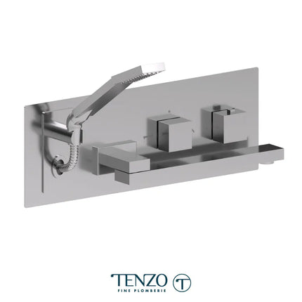 Tenzo Slick Wall Mount Tub Filler With Retractable Hose & 12'' Swivel Spout - Plumbing Market