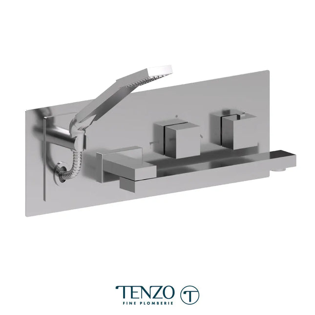 Tenzo Slick Wall Mount Tub Filler With Retractable Hose & 12'' Swivel Spout - Plumbing Market