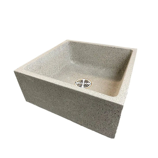 Terrazzo Floor Mount 24 Inch Square Mop Sink Built-In Strainer - Plumbing Market