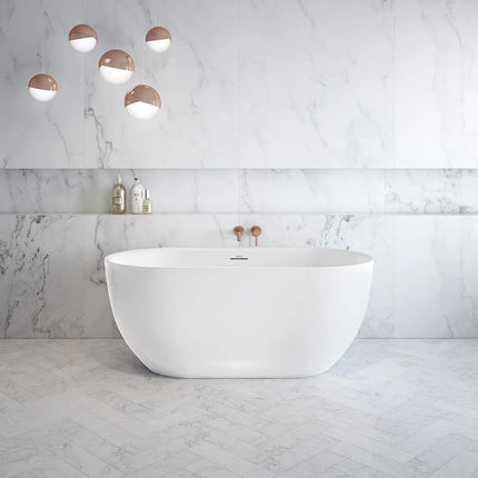 Tosca 5932 Acrylic Freestanding Center Drain Bathtub in White with White Skirt - Plumbing Market