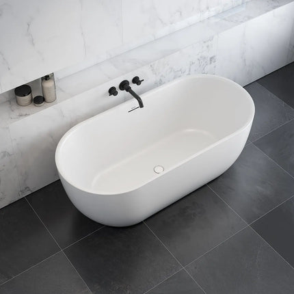 Tosca 6732 Acrylic Freestanding Center Drain Bathtub in Matte White with Matte White Skirt - Plumbing Market