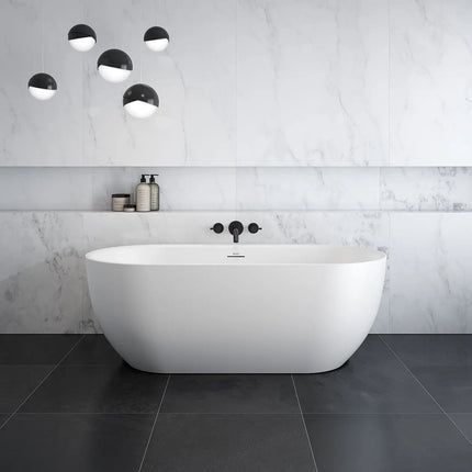 Tosca 6732 Acrylic Freestanding Center Drain Bathtub in Matte White with Matte White Skirt - Plumbing Market